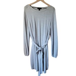 Lane Bryant Long Sleeve Light Gray Tie Waist  Tunic Knit Sweater Plus Size 22/24